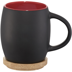 Tazza personalizzata in ceramica con sottobicchiere 400 ml Avenue HEART 100466 - Nero - Rosso