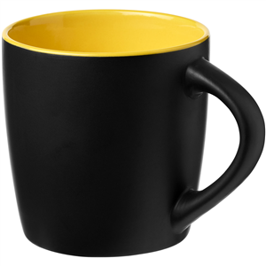 Tazza personalizzata in ceramica nera con interno colorato 340 ml RIVIERA 100476 - Nero - Giallo