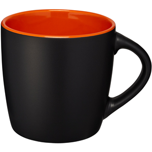 Tazza personalizzata in ceramica nera con interno colorato 340 ml RIVIERA 100476 - Nero - Arancio