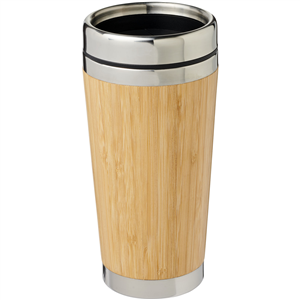 Bicchiere termico doppio strato acciaio e bamboo 450 ml BAMBUS 100636 - Marrone 