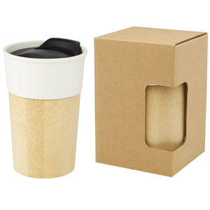 Bicchiere take away in porcellana e bamboo 320 ml Avenue PEREIRA 100645 - Bianco 