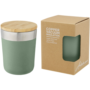 Tazza termica personalizzatacon coperchio in bamboo 300 ml Avenue LAGAN 100670 - Verde Melange 