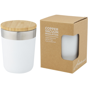 Tazza termica personalizzatacon coperchio in bamboo 300 ml Avenue LAGAN 100670 - Bianco 