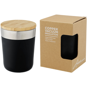 Tazza termica personalizzatacon coperchio in bamboo 300 ml Avenue LAGAN 100670 - Nero 