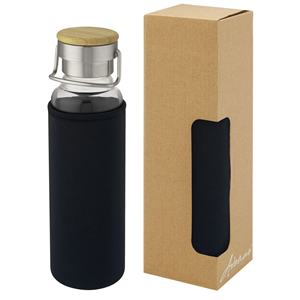 Bottiglia in vetro con tappo in legno e guaina inclusa 660 ml Avenue THOR 100696 - Nero 