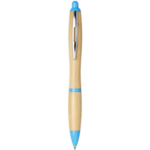 Penna a sfera in bamboo NASH 107378 - Naturale - Blu Chiaro