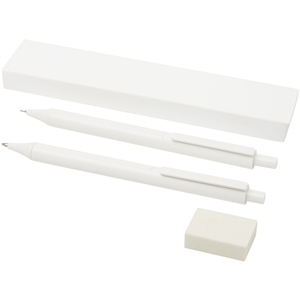 Set con penna sfera portamine e gomma SALUS 107772 - Bianco 