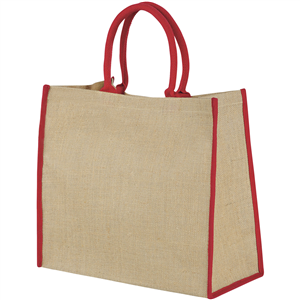 Shopper riutilizzabile personalizzata cm 40x20x35 in juta LARGE 120182 - Naturale - /Rosso