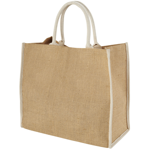 Shopper riutilizzabile personalizzata cm 40x20x35 in juta LARGE 120182 - Naturale - Bianco