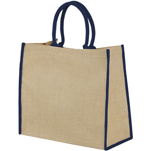 Shopper riutilizzabile personalizzata cm 40x20x35 in juta LARGE 120182 - Naturale - Blu Navy