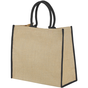 Shopper riutilizzabile personalizzata cm 40x20x35 in juta LARGE 120182 - Naturale - Nero