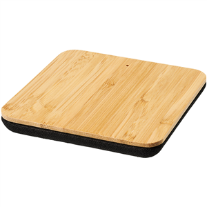 Caricabatterie wireless personalizzato in bamboo Avenue LEAF 124118 - Naturale - Nero