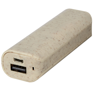 Power bank da 1200 mAh in paglia di grano YOKO 124213 - Beige 