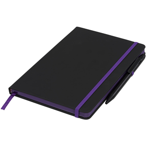 Taccuino personalizzabile con penna e copertina con elastico NOIR EDGE 210210 - Nero - Viola