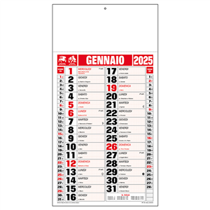 Calendario termosaldato quadrettato C0590 - Rosso - Nero