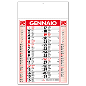 Calendario olandese termosaldato trimestrale C1290 - Rosso - Nero
