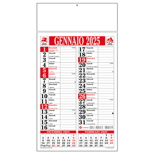 Calendario olandese listellato trimestrale C1891 - Rosso - Nero