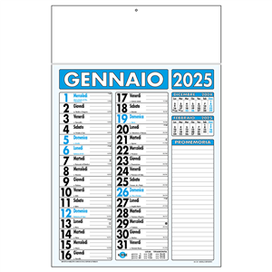 Calendario testata listellata con promemoria C2191 - Nero - Azzurro