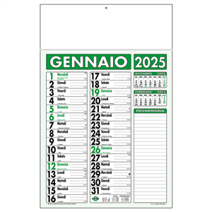 Calendario testata listellata con promemoria C2191 - Verde - Nero