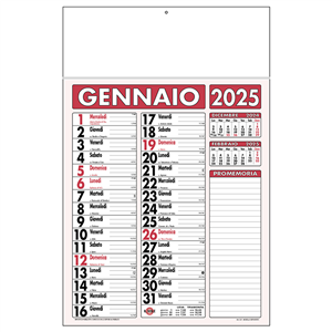 Calendario testata listellata con promemoria C2191 - Bordeaux - Nero