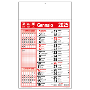 Calendario termosaldato con note C2390 - Rosso - Nero