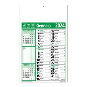 Calendario termosaldato con note C2390 - Verde - Nero