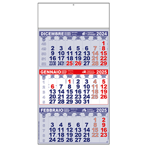 Calendario trittico listellato C3691 - Rosso - Blu