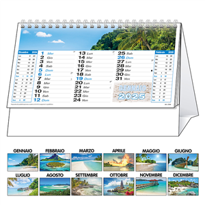 Calendario da tavolo trimestrale 12 fogli MARI C6451 - Bianco