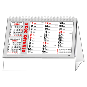 Calendario da tavolo trimestrale C6751 - Rosso - Nero