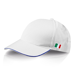 Cappellino personalizzato in cotone con bandiera ricamata Legby Ocean Breeze ITALIA-2 D19577 - Bianco