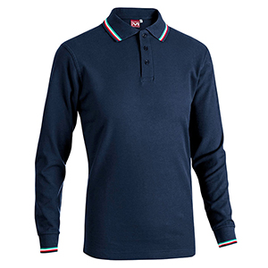 Polo maniche lunghe sportiva in cotone 210gr Myday BECKER SPORT E0414 - Blu Navy