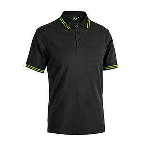 Polo cotone 200gr Myday SMITH BLACK LINE E0486 - Nero - Verde Fluo