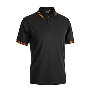 Polo cotone 200gr Myday SMITH BLACK LINE E0486 - Nero - Arancio Fluo