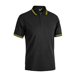 Polo cotone 200gr Myday SMITH BLACK LINE E0486 - Nero - Giallo Fluo