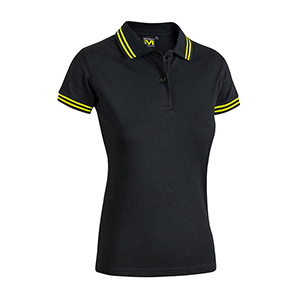 Polo da donna in cotone 180gr Myday SISSI BLACK LINE E0489 - Nero - Giallo Fluo