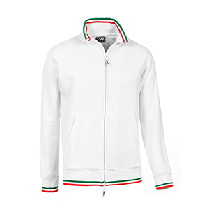 Felpa personalizzabile sport uomo con zip in policotone 300gr Myday JAGGY SPORT E0907 - Bianco