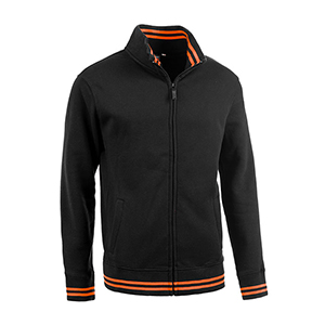 Felpa pubblicitaria con zip in policotone 280gr Myday EAGLE BLACK LINE E0931 - Nero - Arancio Fluo