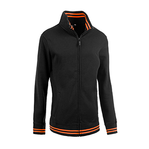 Felpa pubblicitaria da donna con zip in policotone 280gr Myday BUTTERFLY BLACK LINE E0932 - Nero - Arancio Fluo