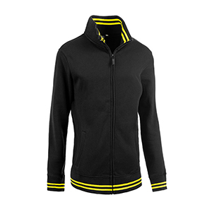 Felpa pubblicitaria da donna con zip in policotone 280gr Myday BUTTERFLY BLACK LINE E0932 - Nero - Giallo Fluo