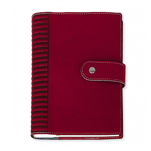 Agenda giornaliera a portafoglio personalizzata interno mobile, copertina in gommato cm 15x21 S/D separati  H992 - Rosso