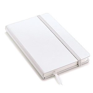 Quaderno promozionale con elastico e copertina rigida in formato A5 NOTY-M L13023 - Bianco