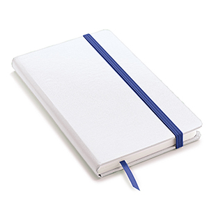 Quaderno pubblicitario con elastico e copertina rigida in formato A5 NOTY-MB L15028 - Bianco - Blu Navy