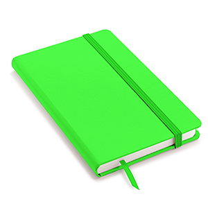 Quaderno personalizzato con copertina soft touch con elastico in formato A5 NOTYSOFT-M FLU L18033 - Verde Fluo