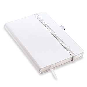 Quaderno personalizzato con copertina soft con elastico e portapenna in formato A5 NOTYPEN-M L19036 - Bianco