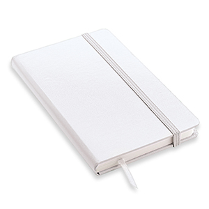 Quaderno personalizzato con copertina soft touch con elastico in formato A6 NOTYSOFT-S L20039 - Bianco