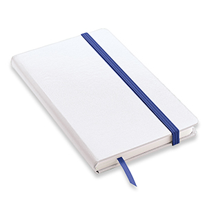 Quaderno personalizzato con copertina soft touch con elastico in formato A6 NOTYSOFT-SB L20041 - Bianco - Blu Navy