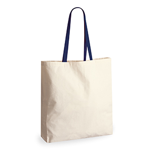 Shopping bag pubblicitaria in cotone 220gr cm 38x42x8 Legby S'Bags KOBE M20054 - Naturale - Blu Navy