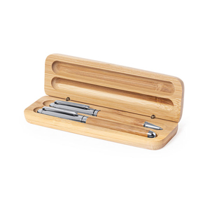 Penne da regalo con biro e roller in bamboo e metallo NOTIUM MKT1224 - Neutro
