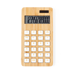 Calcolatrice solare 12 cifre in bamboo GRETA MKT1243 - Neutro