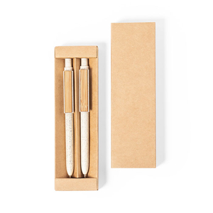 Penna personalizzata e matita in fibra di grano e bamboo BRUNEOK MKT1245 - Neutro